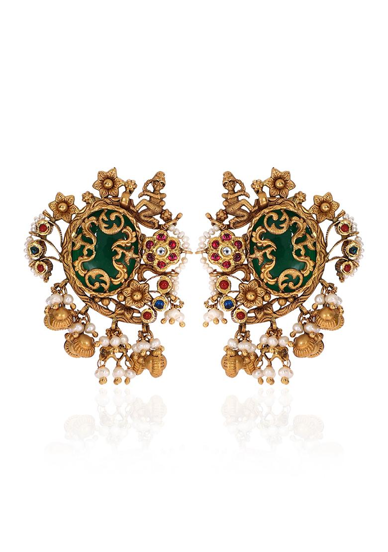 Indya X Senco Gold 22K Yellow Gold Kundan Earrings