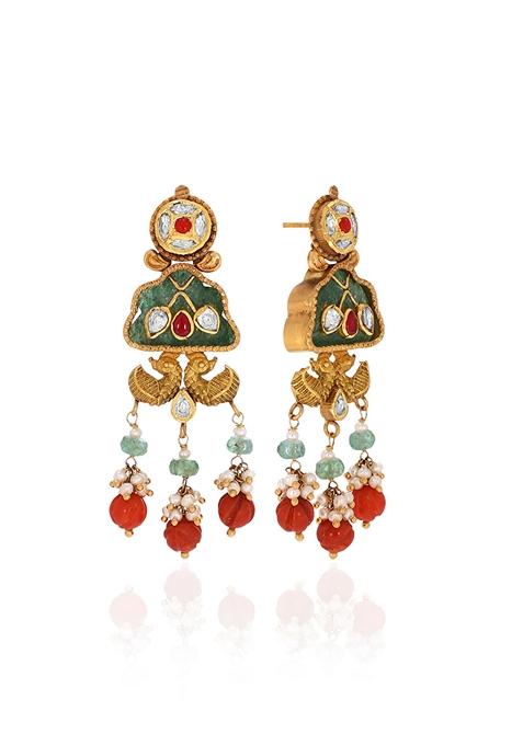 Indya X Senco Gold 22K Yellow Gold Kundan Earrings