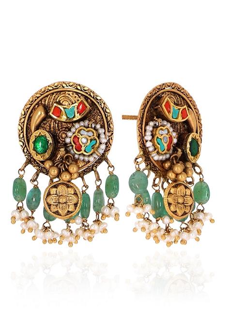 Indya X Senco Gold 22K Yellow Gold Kundan Earrings