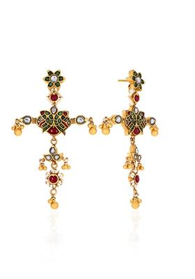Indya X Senco Gold 22K Yellow Gold Kundan Earrings