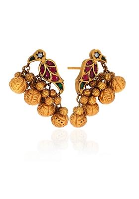 Indya X Senco Gold 22K Yellow Gold Kundan Studs Earrings