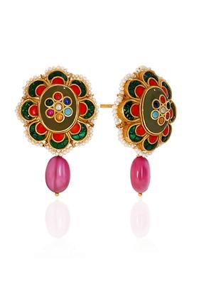 Indya X Senco Gold 22K Yellow Gold Kundan Drop Earrings