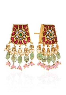 Indya X Senco Gold 22K Yellow Gold Kundan Earrings
