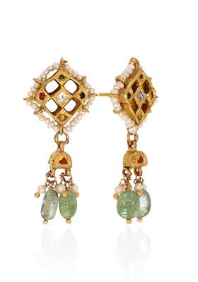 Indya X Senco Gold 22K Yellow Gold Kundan Earrings
