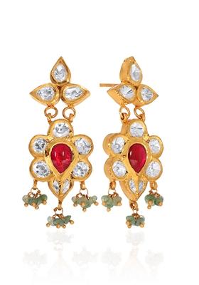 Indya X Senco Gold 22K Yellow Gold Kundan Earrings
