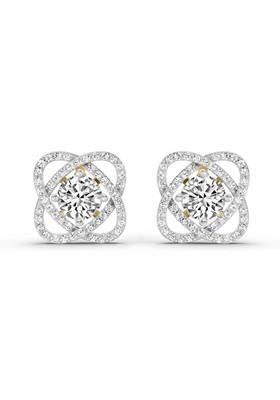 14Kt Yellow Gold Lab Grown Diamond 1.78 Carat Round Halo Stud Earrings For Women