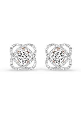 14Kt Rose Gold Lab Grown Diamond 1.78 Carat Round Halo Stud Earrings For Women