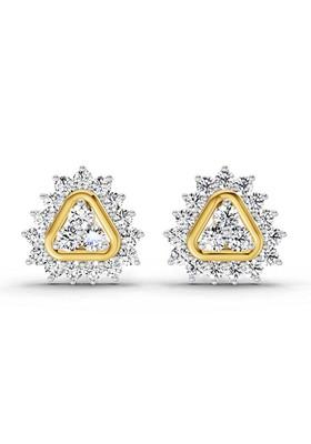 14Kt Yellow Gold Lab Grown Diamond 0.75 Carat Round Halo Earrings For Women