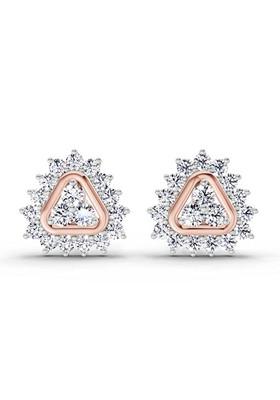 14Kt Rose Gold Lab Grown Diamond 0.75 Carat Round Halo Earrings For Women