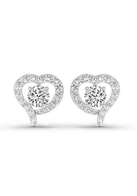 14Kt White Gold Lab Grown Diamond 1.64 Carat Round Halo Heart Shape Earrings For Women