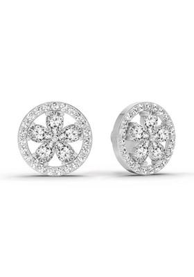 14Kt White Gold Lab Grown Diamond 1.46 Carat Pear Flower Halo Stud Earrings For Women