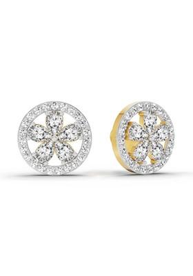 14Kt Yellow Gold Lab Grown Diamond 1.46 Carat Pear Flower Halo Stud Earrings For Women