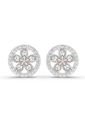 14Kt Rose Gold Lab Grown Diamond 1.46 Carat Pear Flower Halo Stud Earrings For Women