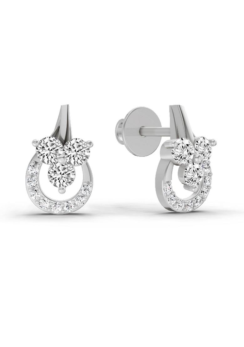14Kt White Gold Lab Grown Diamond 0.45 Carat Round Teardrop Stud Earrings For Women