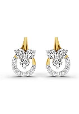 14Kt Yellow Gold Lab Grown Diamond 0.45 Carat Round Teardrop Stud Earrings For Women