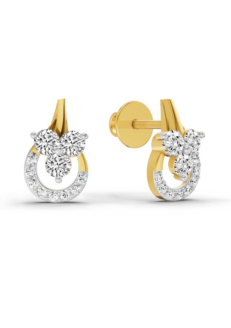 14Kt Yellow Gold Lab Grown Diamond 0.45 Carat Round Teardrop Stud Earrings For Women