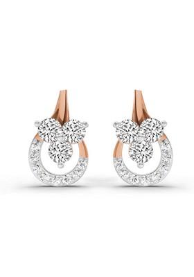 14Kt Rose Gold Lab Grown Diamond 0.45 Carat Round Teardrop Stud Earrings For Women