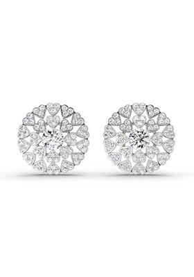 14Kt White Gold Round Lab Grown Diamond 1.45 Carat Heart Shpae Halo Earrings For Women