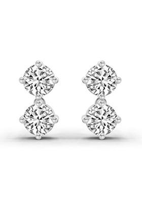 14Kt White Gold Lab Grown Diamond 1.06 Carat Round Drop Earrings For Women