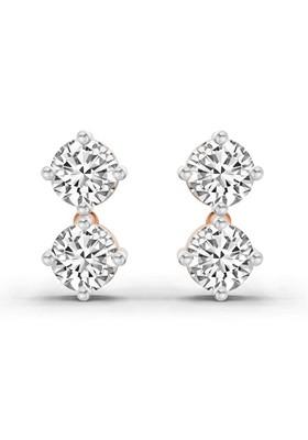 14Kt Rose Gold Lab Grown Diamond 1.06 Carat Round Drop Earrings For Women