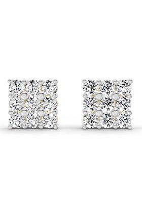 14Kt Yellow Gold Lab Grown Diamond 0.94 Carat Round Cluster Stud Earrings For Women