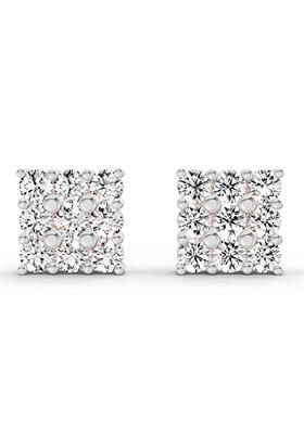 14Kt Rose Gold Lab Grown Diamond 0.94 Carat Round Cluster Stud Earrings For Women