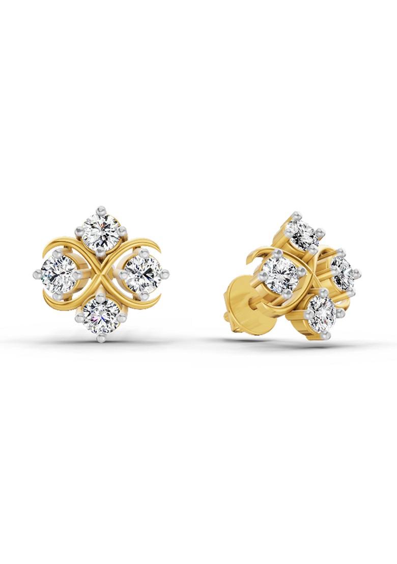14Kt Yellow Gold Lab Grown Diamond 0.85 Carat Round Fashion Earrings For Women