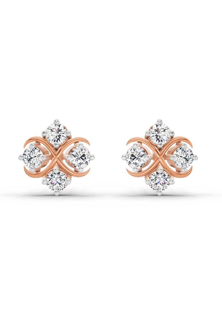 14Kt Rose Gold Lab Grown Diamond 0.85 Carat Round Fashion Earrings For Women