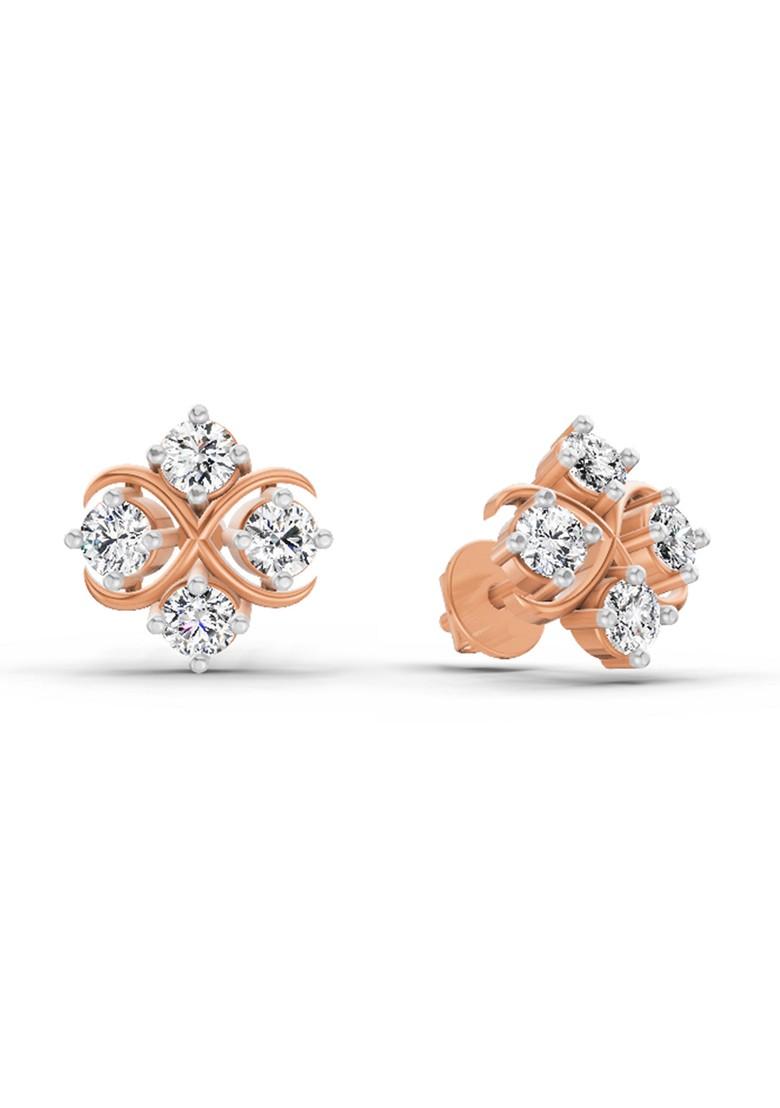 14Kt Rose Gold Lab Grown Diamond 0.85 Carat Round Fashion Earrings For Women
