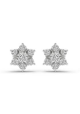 14Kt White Gold Lab Grown Diamond 0.92 Carat Round Flower Stud Earrings For Women