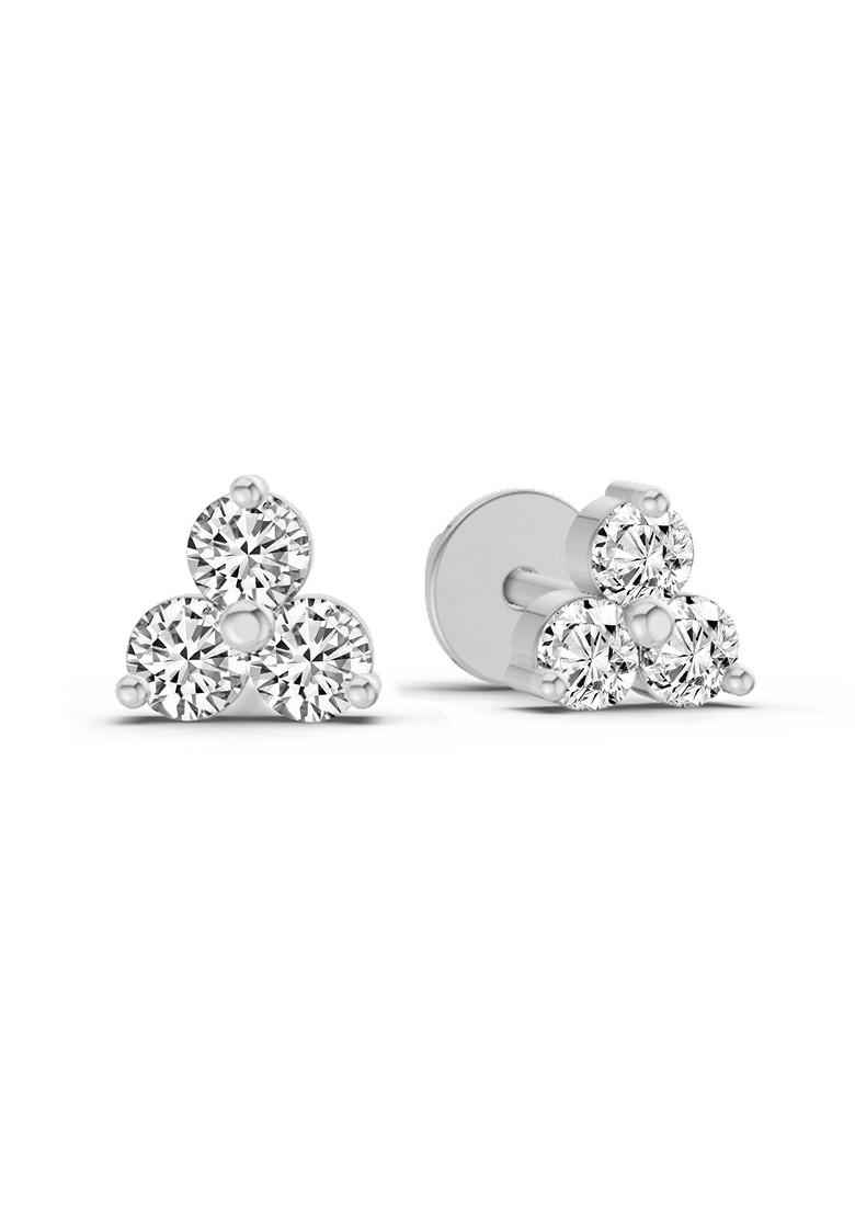 14Kt White Gold Lab Grown Diamond 0.35 Carat Round Stud Earrings For Women