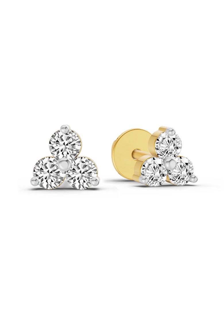 14Kt Yellow Gold Lab Grown Diamond 0.35 Carat Round Stud Earrings For Women