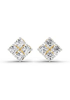 14Kt Yellow Gold Lab Grown Diamond 0.76 Carat Round Cluster Stud Earrings For Women