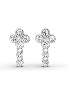 14Kt White Gold Lab Grown Diamond 0.5 Carat Round Dangle Earrings For Women