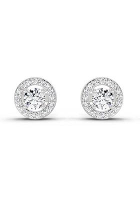14Kt White Gold Lab Grown Diamond 1.04 Carat Round Halo Stud Earrings For Women