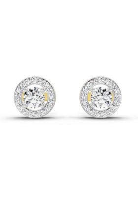 14Kt Yellow Gold Lab Grown Diamond 1.04 Carat Round Halo Stud Earrings For Women