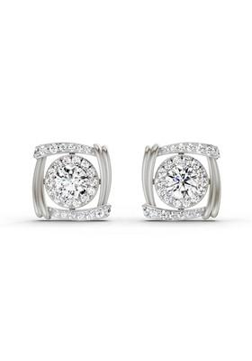 14Kt White Gold Lab Grown Diamond 1.48 Carat Round Halo Stud Earrings For Women