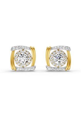 14Kt Yellow Gold Lab Grown Diamond 1.48 Carat Round Halo Stud Earrings For Women