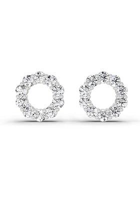 14Kt White Gold Lab Grown Diamond 1.04 Carat Round Stud Earrings For Women
