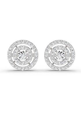 14Kt White Gold Lab Grown Diamond 1.41 Carat Round Halo Stud Earrings For Women