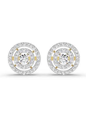 14Kt Yellow Gold Lab Grown Diamond 1.41 Carat Round Halo Stud Earrings For Women
