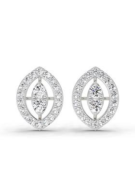 14Kt White Gold Lab Grown Diamond 0.79 Carat Halo Stud Earrings For Women