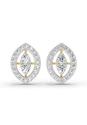 14Kt Yellow Gold Lab Grown Diamond 0.79 Carat Halo Stud Earrings For Women