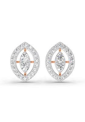14Kt Rose Gold Lab Grown Diamond 0.79 Carat Halo Stud Earrings For Women