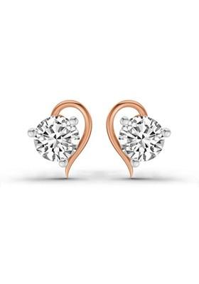 14Kt Rose Gold Lab Grown Diamond 0.6 Carat Round Heart Stud Earrings For Women
