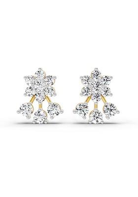 14Kt Yellow Gold Lab Grown Diamond 0.55 Carat Round Floral Stud Earrings For Women