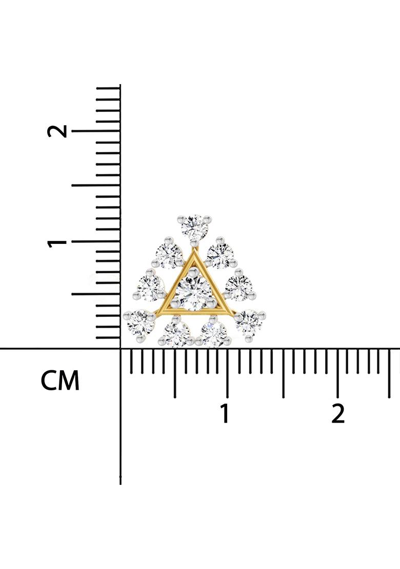 14Kt Yellow Gold Lab Grown Diamond 0.91 Carat Round Triangle Stud Earrings For Women