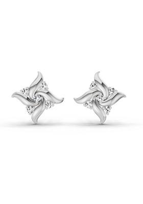 14Kt White Gold Lab Grown Diamond 0.1 Carat Floral Stud Earrings For Women