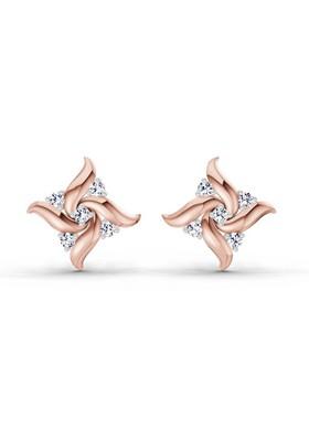 14Kt Rose Gold Lab Grown Diamond 0.1 Carat Floral Stud Earrings For Women