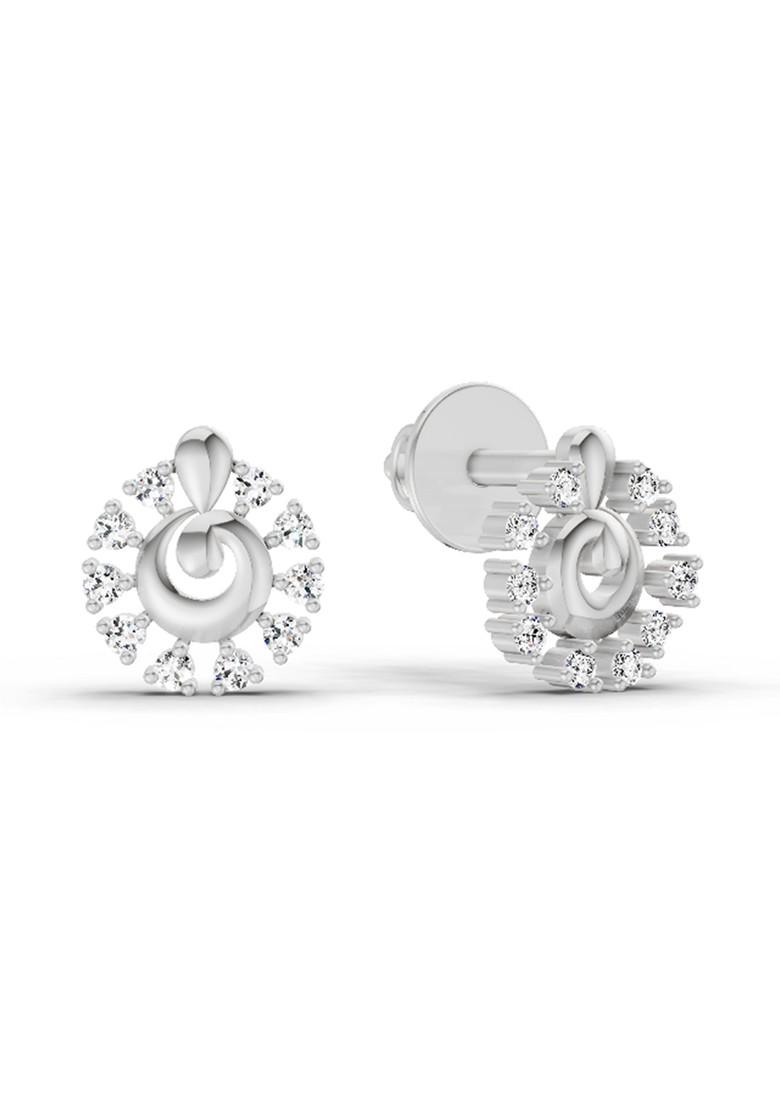 14Kt White Gold Lab Grown Diamond 0.10 Ct Round Shape Earrings For Women